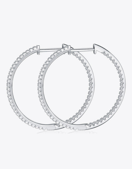 Inlaid Moissanite 925 Sterling Silver Hoop Earrings