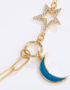 Star and Moon Rhinestone Alloy Necklace