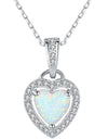 Opal Heart Pendant 925 Sterling Silver Necklace