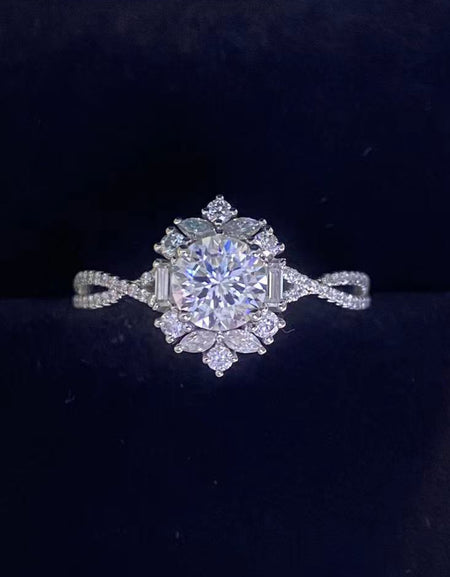 Floral 2 Carat Moissanite Crisscross Ring