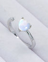 Inlaid Moonstone Heart Adjustable Open Ring