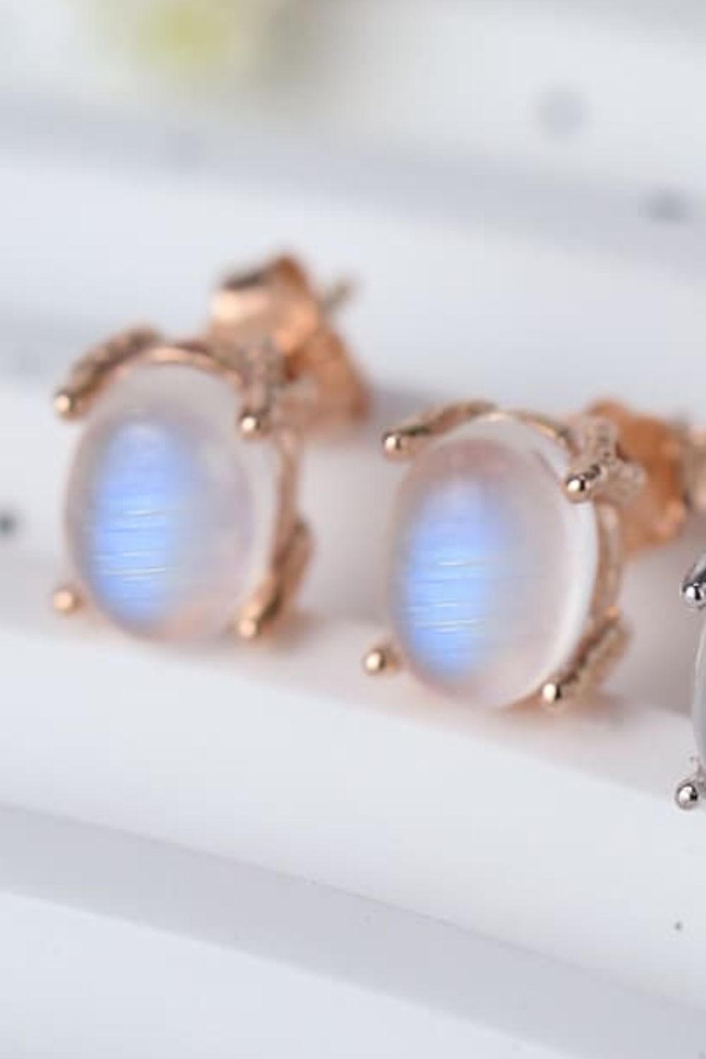 High Quality Natural Moonstone 925 Sterling Silver Stud Earrings