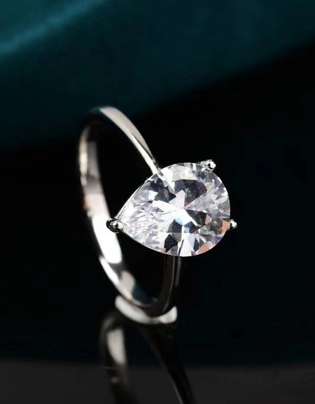 Classic Teardrop 2 Carat Moissanite Ring