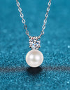 925 Sterling Silver Freshwater Pearl Moissanite Necklace