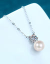 925 Sterling Silver Freshwater Pearl Moissanite Necklace