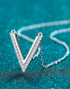 Sterling Silver V Letter Pendant Necklace