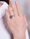 Platinum-Plated 5 Carat Moissanite Side Stone Ring