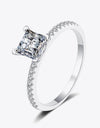 Rhodium-Plated 2 Carat Moissanite Four-Prong Ring