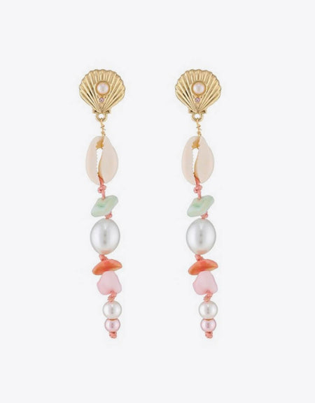 Synthetic Pearl Shell Drop Earrings