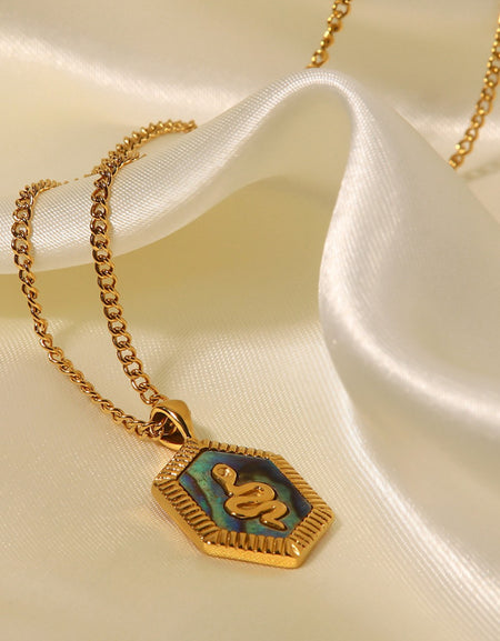 18K Gold Plated Snake Geometric Pendant Necklace