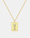 Inlaid Zircon Rectangle Pendant Necklace