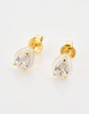 925 Sterling Silver Zircon Teardrop Stud Earrings