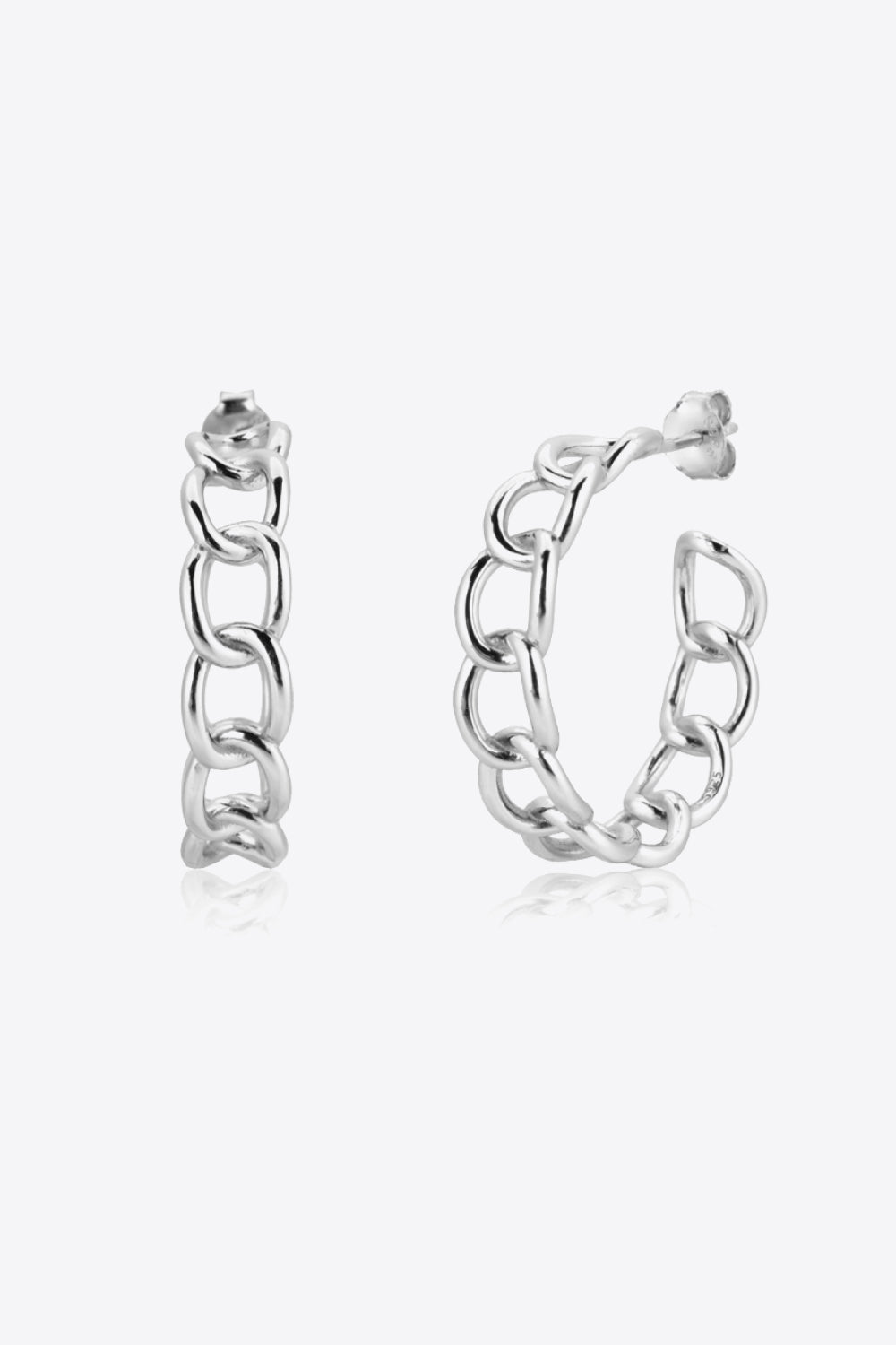 Chain C-Hoop 925 Sterling Silver Earrings