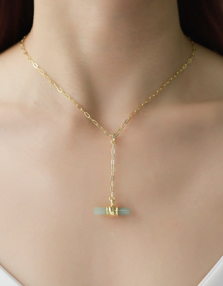 Gold-Plated Bar Pendant OT Chain Necklace