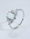 925 Sterling Silver Zircon and Opal Ring