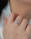 High Quality Natural Moonstone 925 Sterling Silver Toi Et Moi Ring