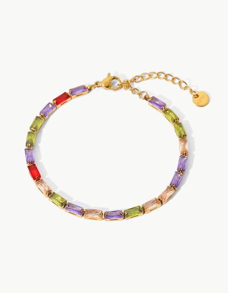 18K Gold Plated Multicolored Cubic Zirconia Bracelet