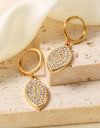 Inlaid Rhinestone Leaf Drop Earrings