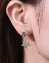 Lasting Wish Inlaid Rhinestone Star and Moon Drop Earrings