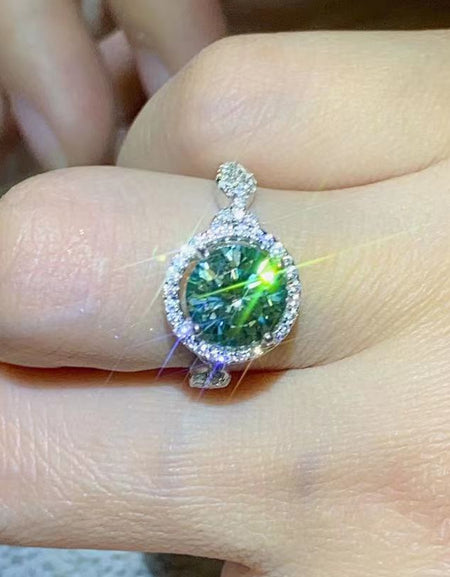 2 Carat Moissanite Emerald Green Ring