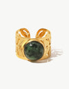 18k Gold Plated Malachite Leaf Ring