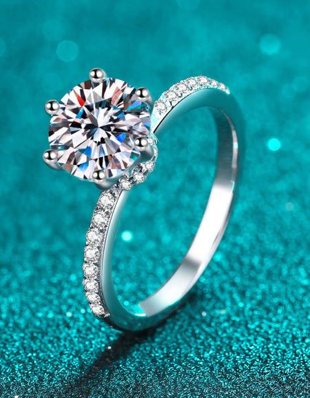 925 Sterling Silver 2 Carat Moissanite Ring