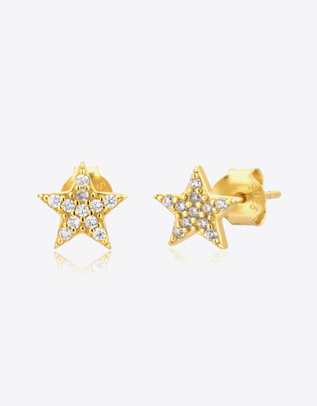 Zircon Decor Star Stud Earrings