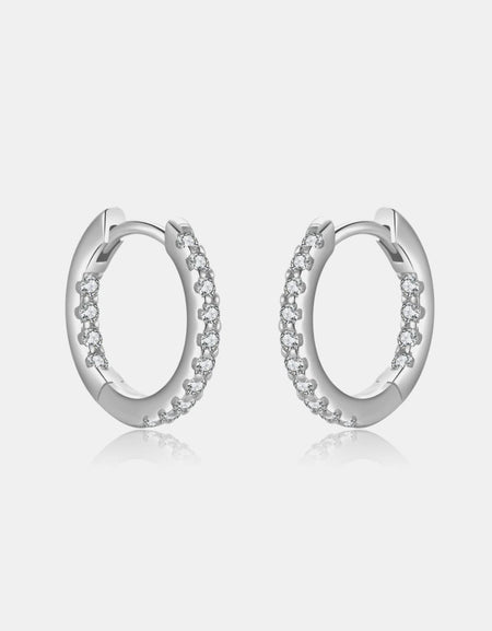 Inlaid Zircon 925 Sterling Silver Huggie Earrings