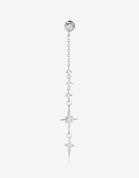 Inlaid Zircon 925 Sterling Silver Single Chain Earring