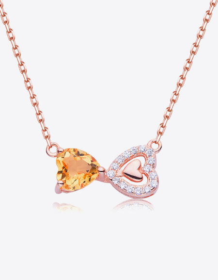 Citrine Heart 925 Sterling Silver Necklace