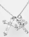 Inlaid Zircon Cross Pendant 925 Sterling Silver Necklace