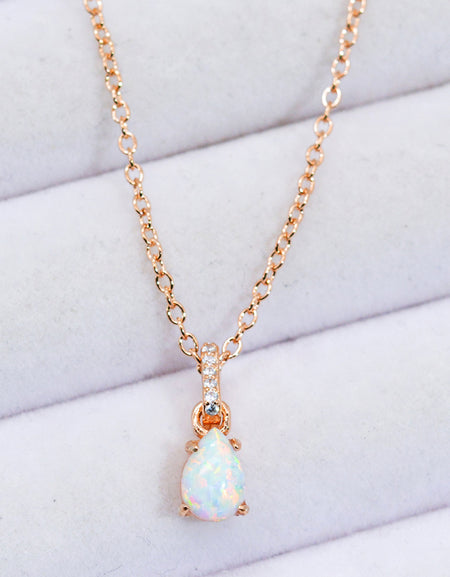 Opal Pendant 925 Sterling Silver Chain-Link Necklace