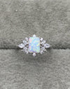 925 Sterling Silver Zircon and Opal Ring