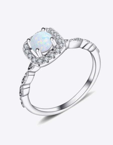 925 Sterling Silver Inlaid Opal Ring