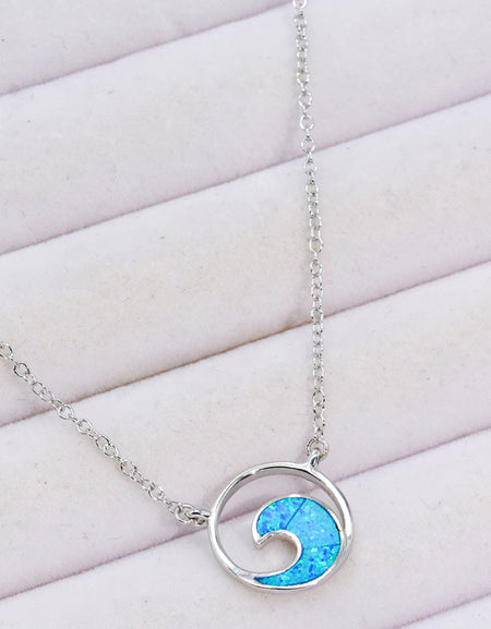 Opal Wave Pendant Necklace