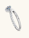 Moissanite Platinum-Plated Side Stone Ring