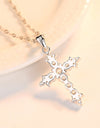 Zircon Cross Pendant 925 Sterling Silver Necklace