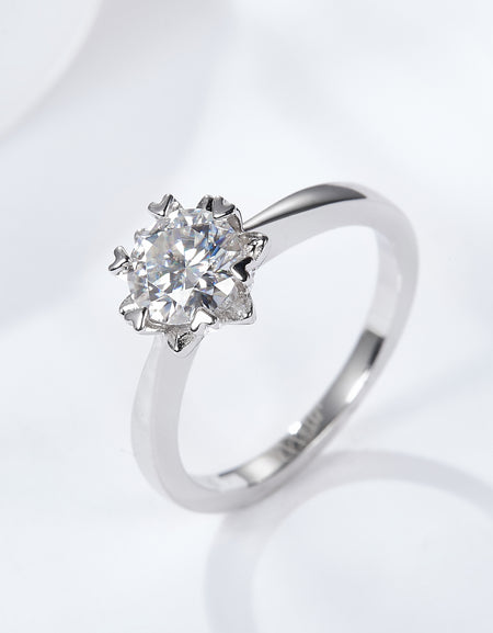 925 Sterling Silver Solitaire Moissanite Ring