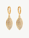 Inlaid Rhinestone Leaf Drop Earrings