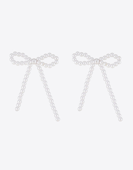 Bow-Shaped Pearl Earrings