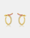 Inlaid Zircon 925 Sterling Silver C-Hoop Earrings