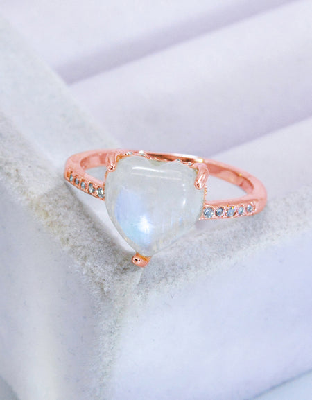 Heart-Shaped Natural Moonstone Ring