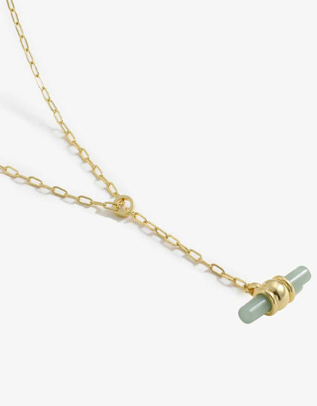 Gold-Plated Bar Pendant OT Chain Necklace