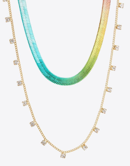 Gradient Herringbone Chain Double-Layered Necklace