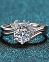 Moissanite Rhodium-Plated Two-Piece Ring Set