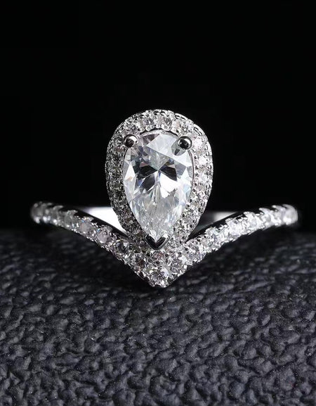 2 Carat Moissanite Teardrop Ring