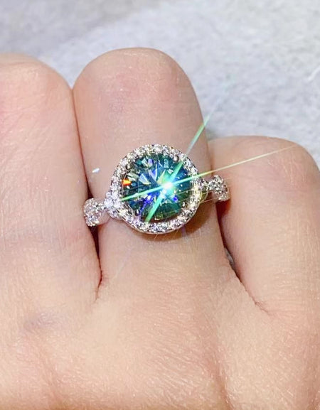 2 Carat Moissanite Emerald Green Ring