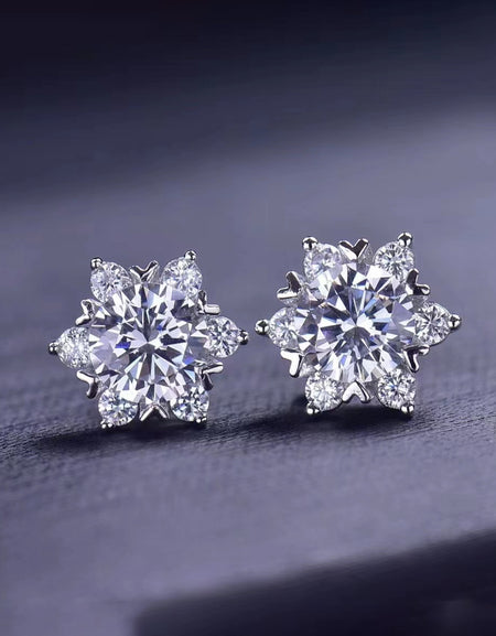 2 Carat Moissanite Floral Stud Earrings