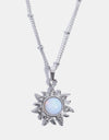 Opal Sun Pendant Stainless Steel Necklace