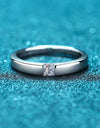 Inlaid Moissanite Rhodium-Plated Ring